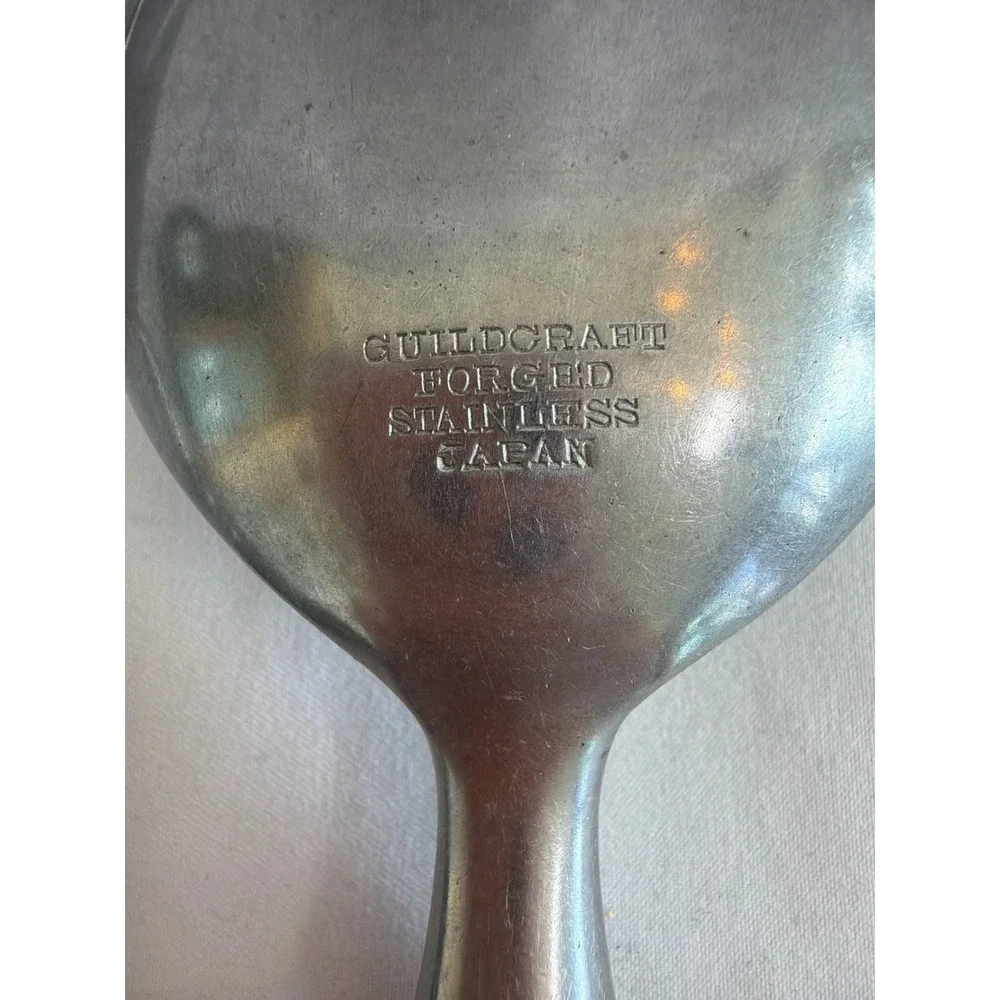 Vintage Guildcraft MCM Forged Stainless Steel 2-Piece Salad Serving Set Black Ha